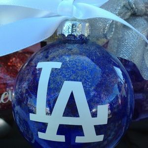 💙⚾️ LA Dodgers Baseball Blue Glitter Christmas Ornament Bulb NEW